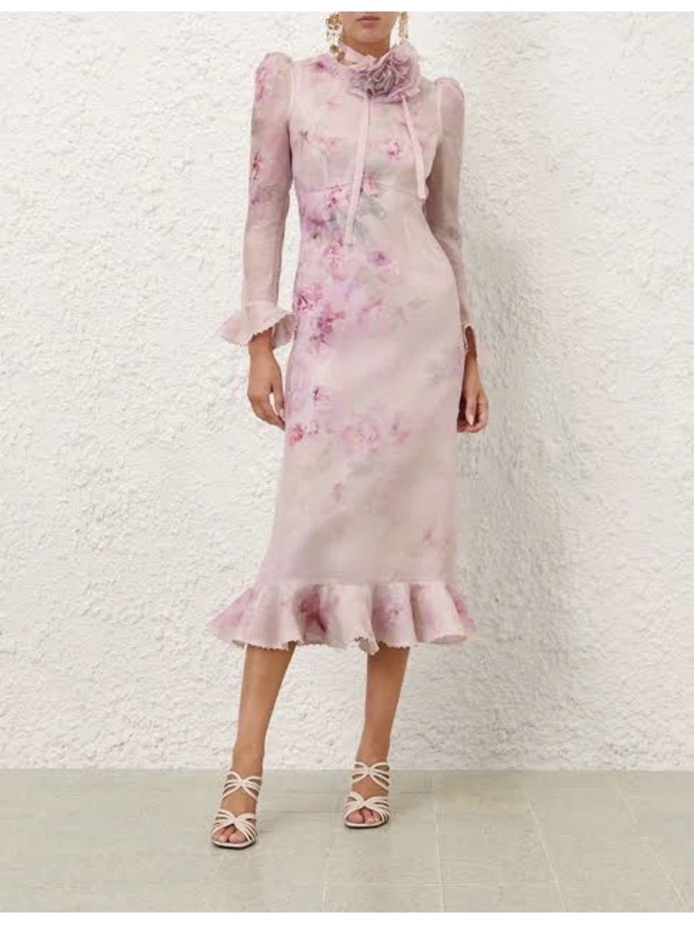 Zimmerman Crush Linen Silk Midi Dress-US 4, NWT